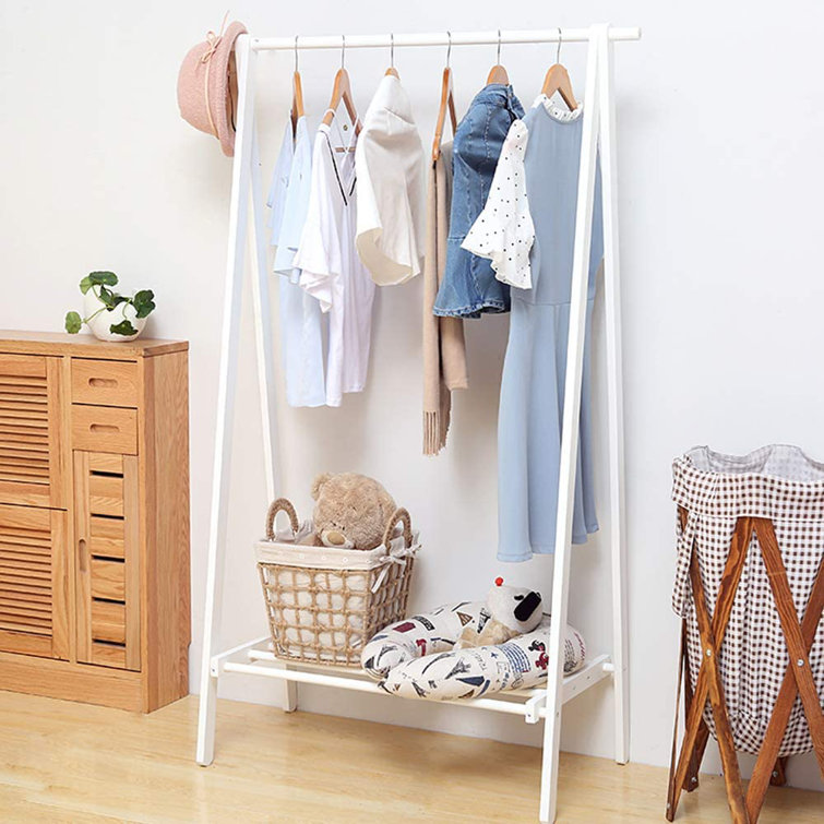 Rebrilliant 75cm Width Wooden Wardrobe Storage Clothes Tidy Rails